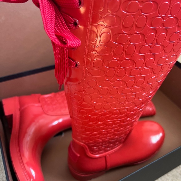 Coach red rain boots - Picture 1 of 4